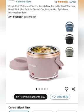 Crock-Pot Blush Pink 20oz Electric Lunch Box